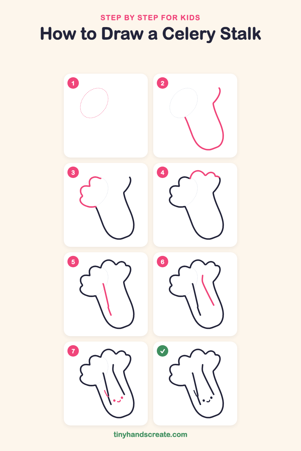 How to draw a celery stalk step by step for kids