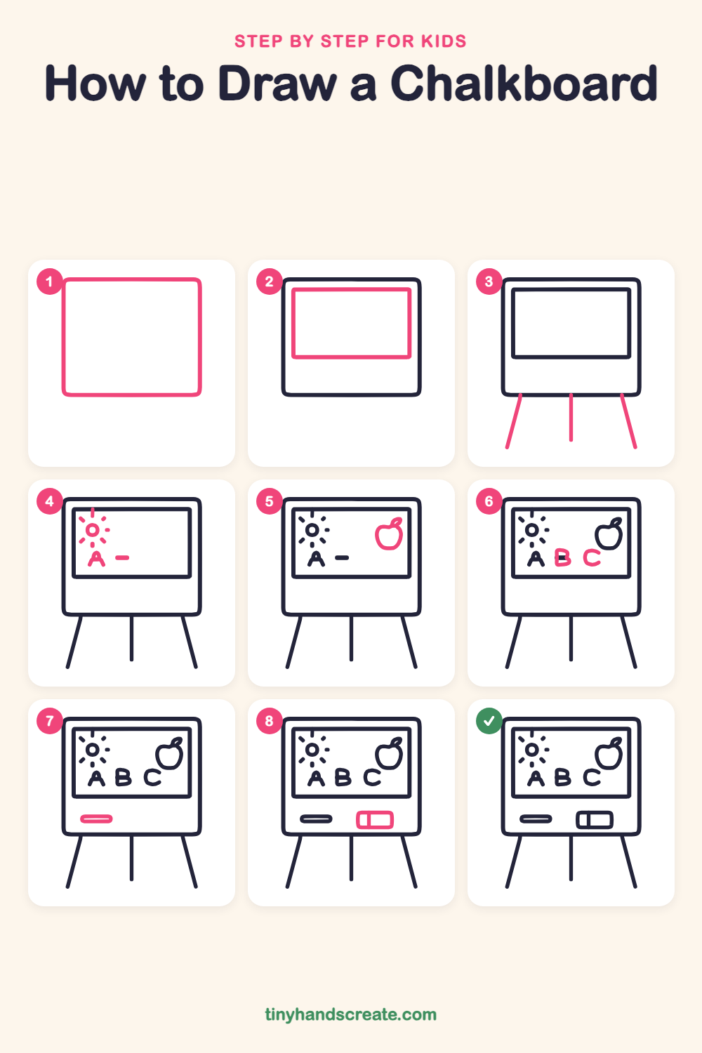 How to draw a chalkboard step by step for kids