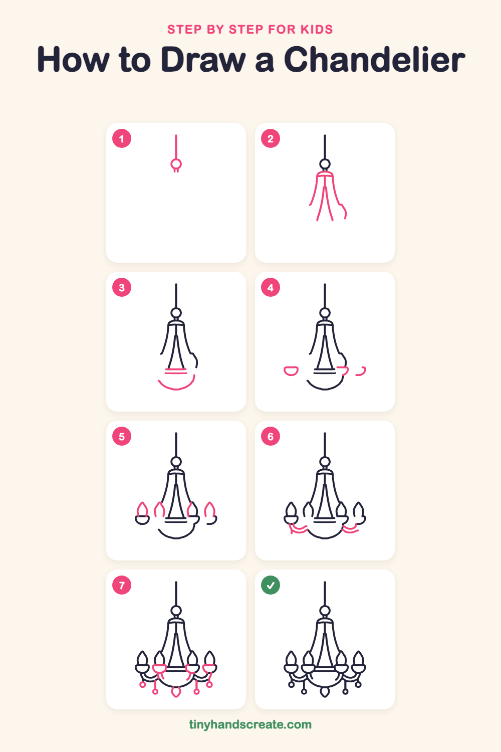 How to draw a chandelier step by step for kids