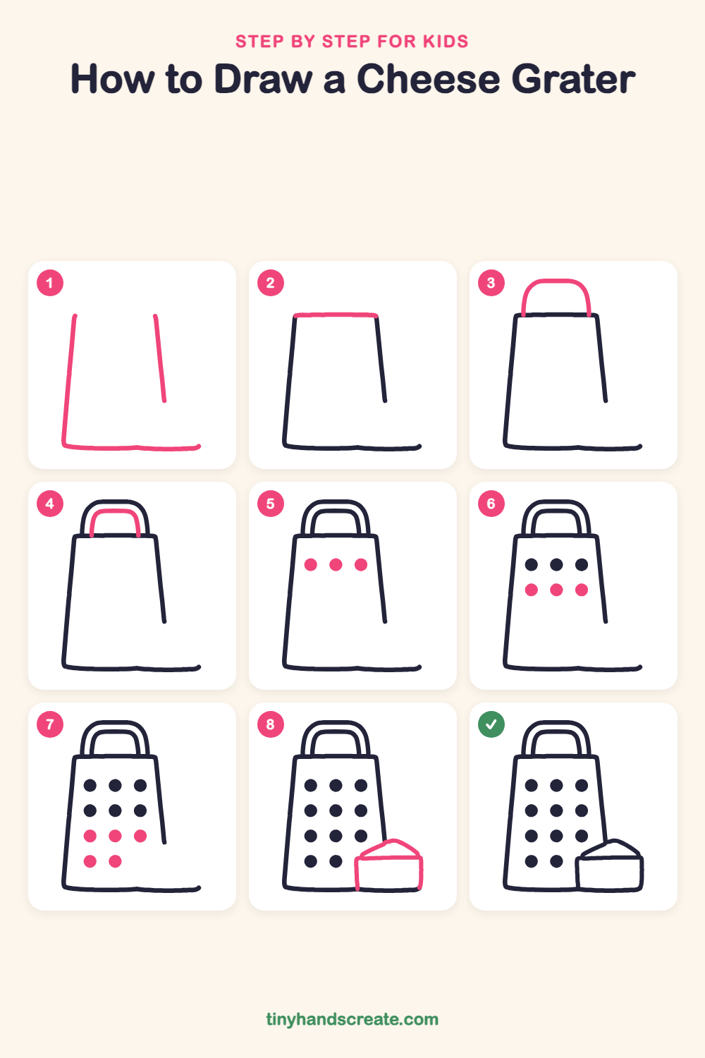 How to draw a cheese grater step by step for kids