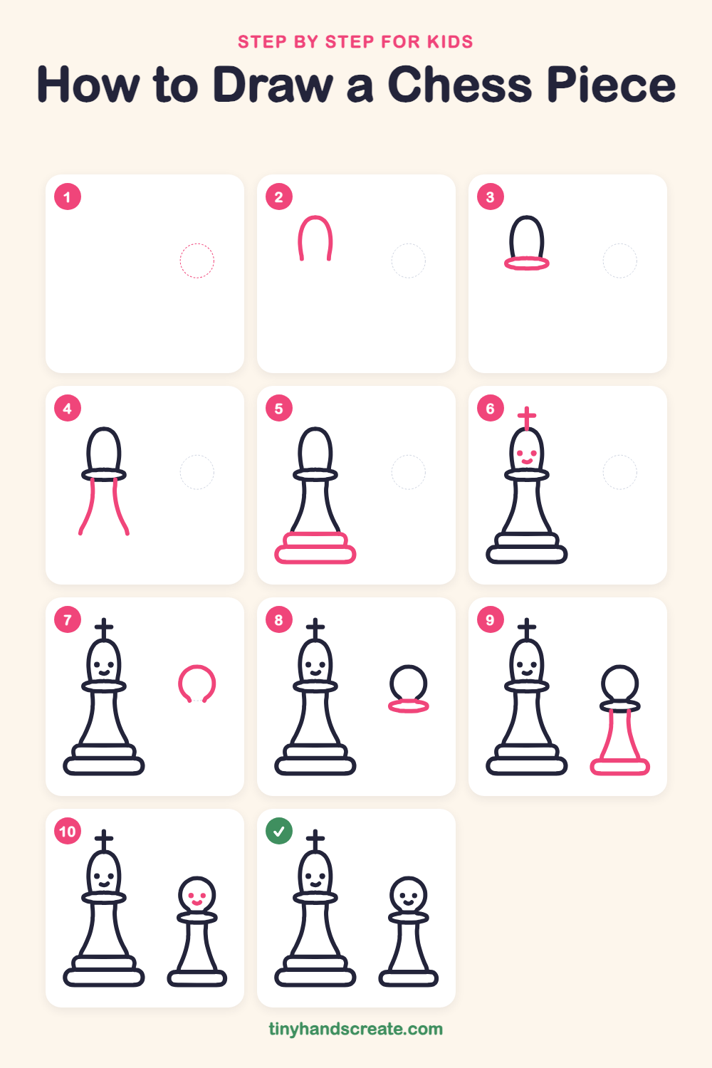 How to draw a chess piece step by step for kids