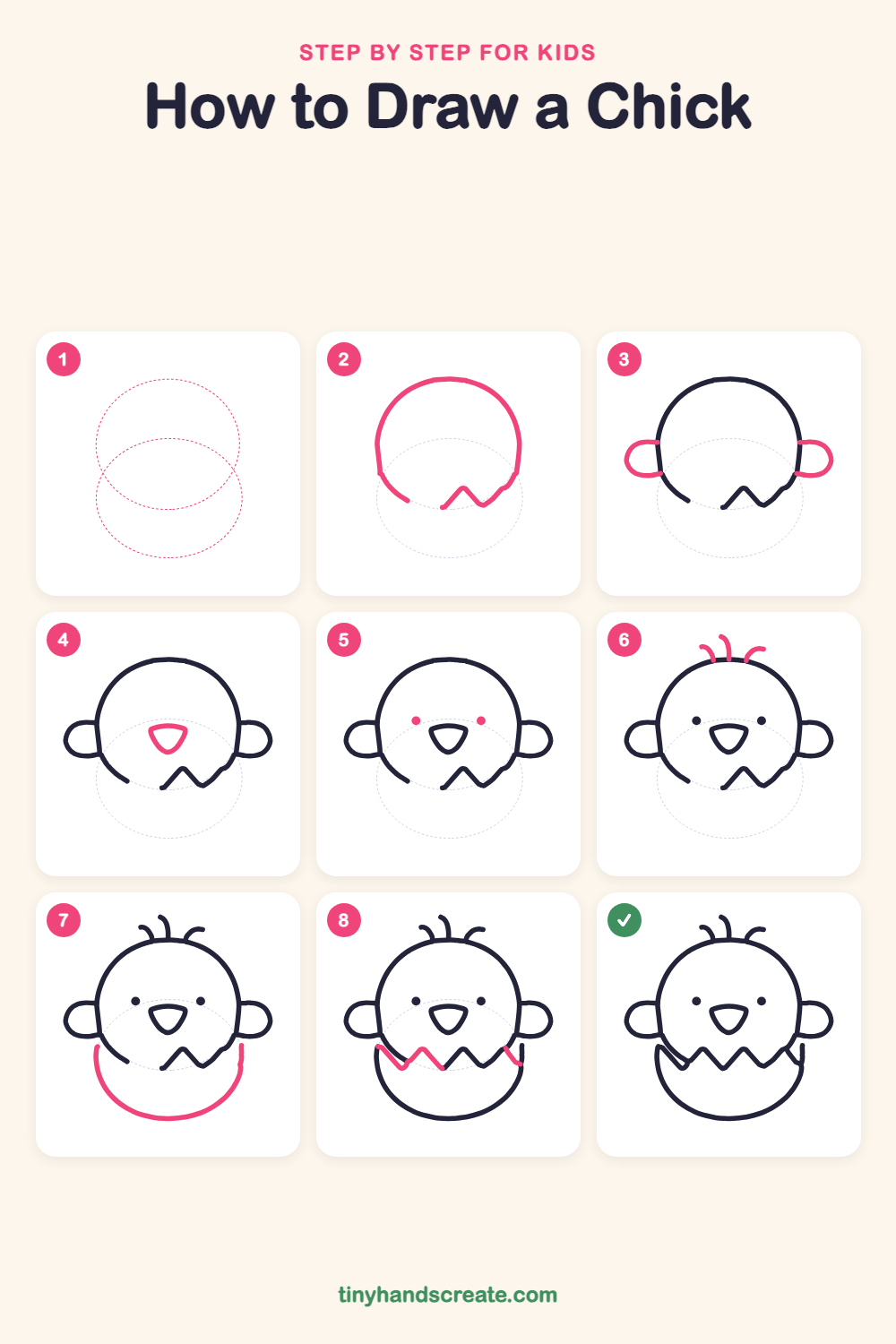 How to draw a chick step by step for kids