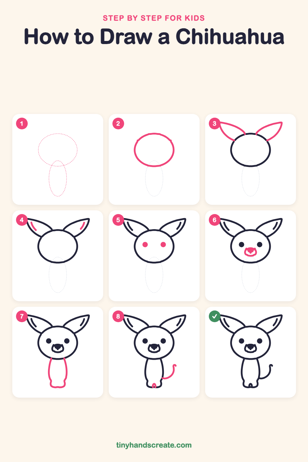 How to draw a chihuahua step by step for kids