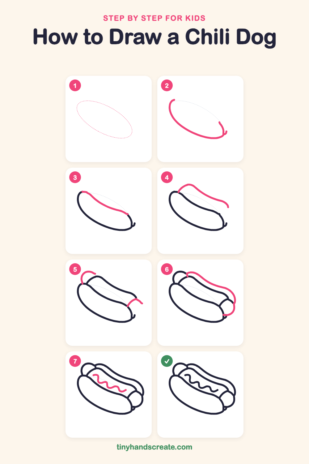 How to draw a chili dog step by step for kids