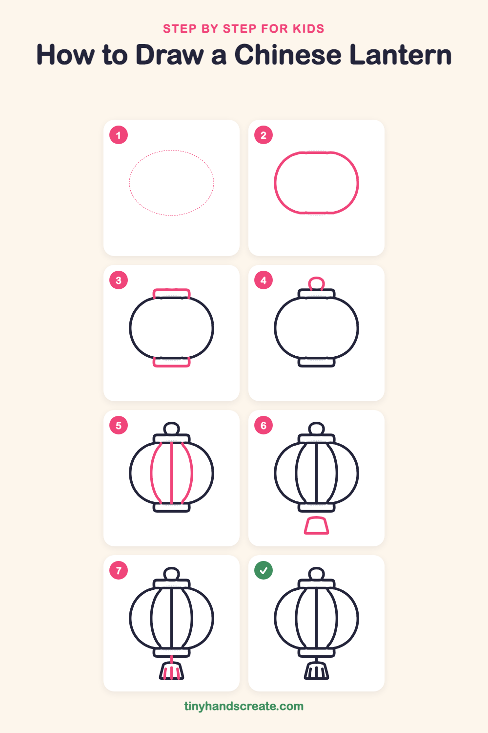 How to draw a Chinese lantern step by step for kids
