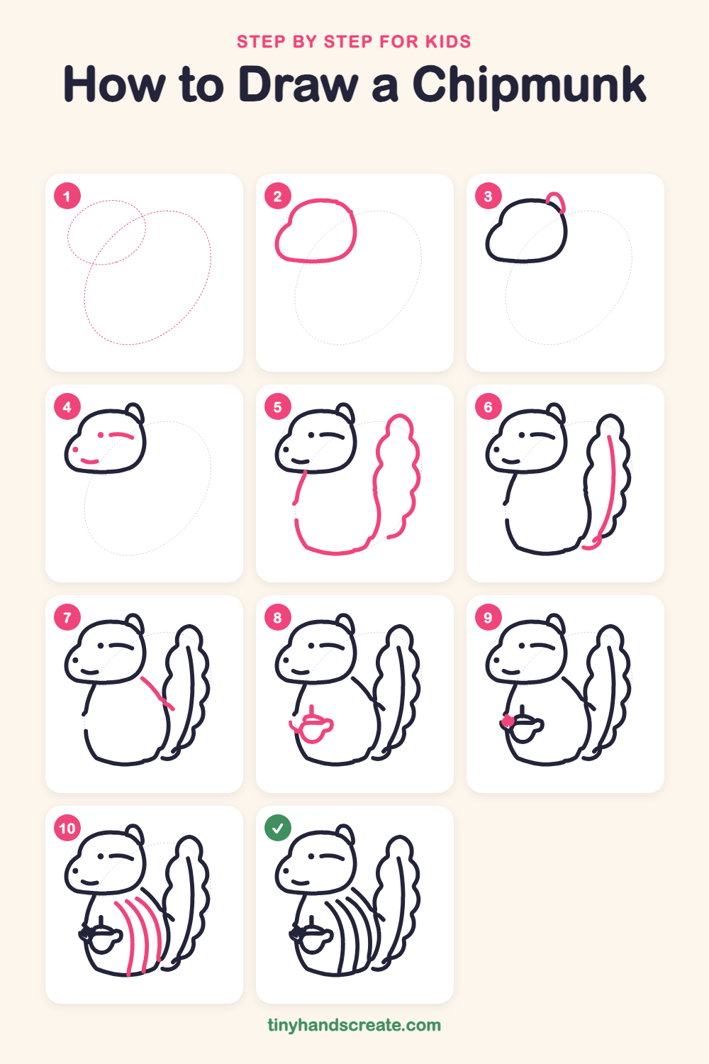 How to draw a chipmunk step by step for kids