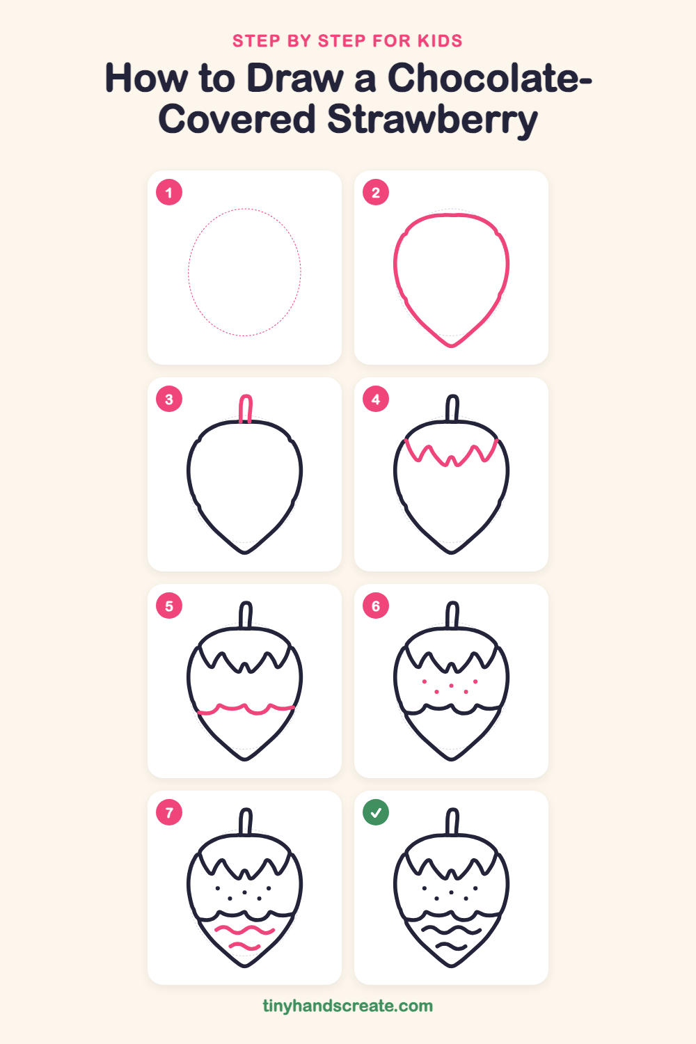 How to draw a chocolate-covered strawberry step by step for kids