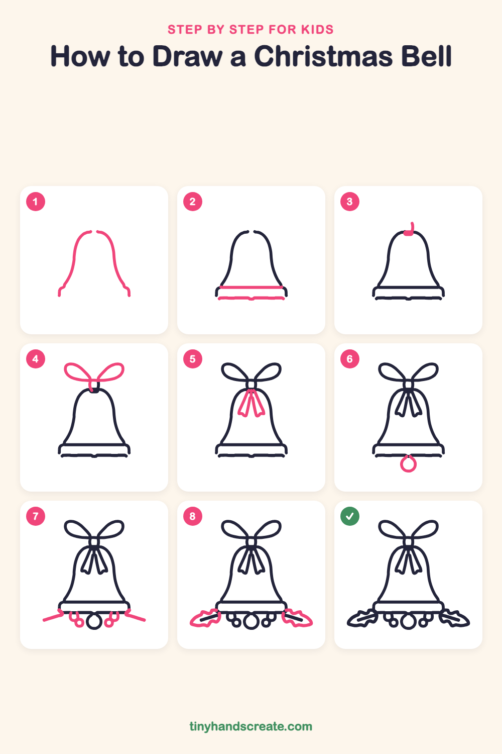 How to draw a Christmas bell step by step for kids
