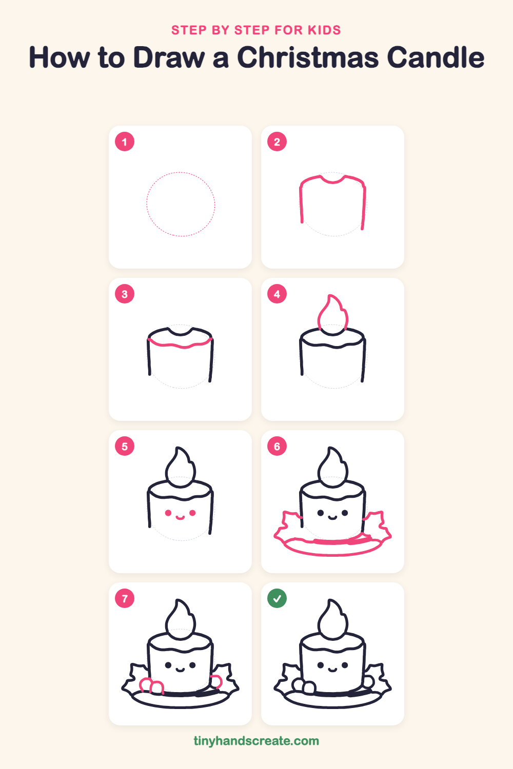 How to draw a Christmas candle step by step for kids