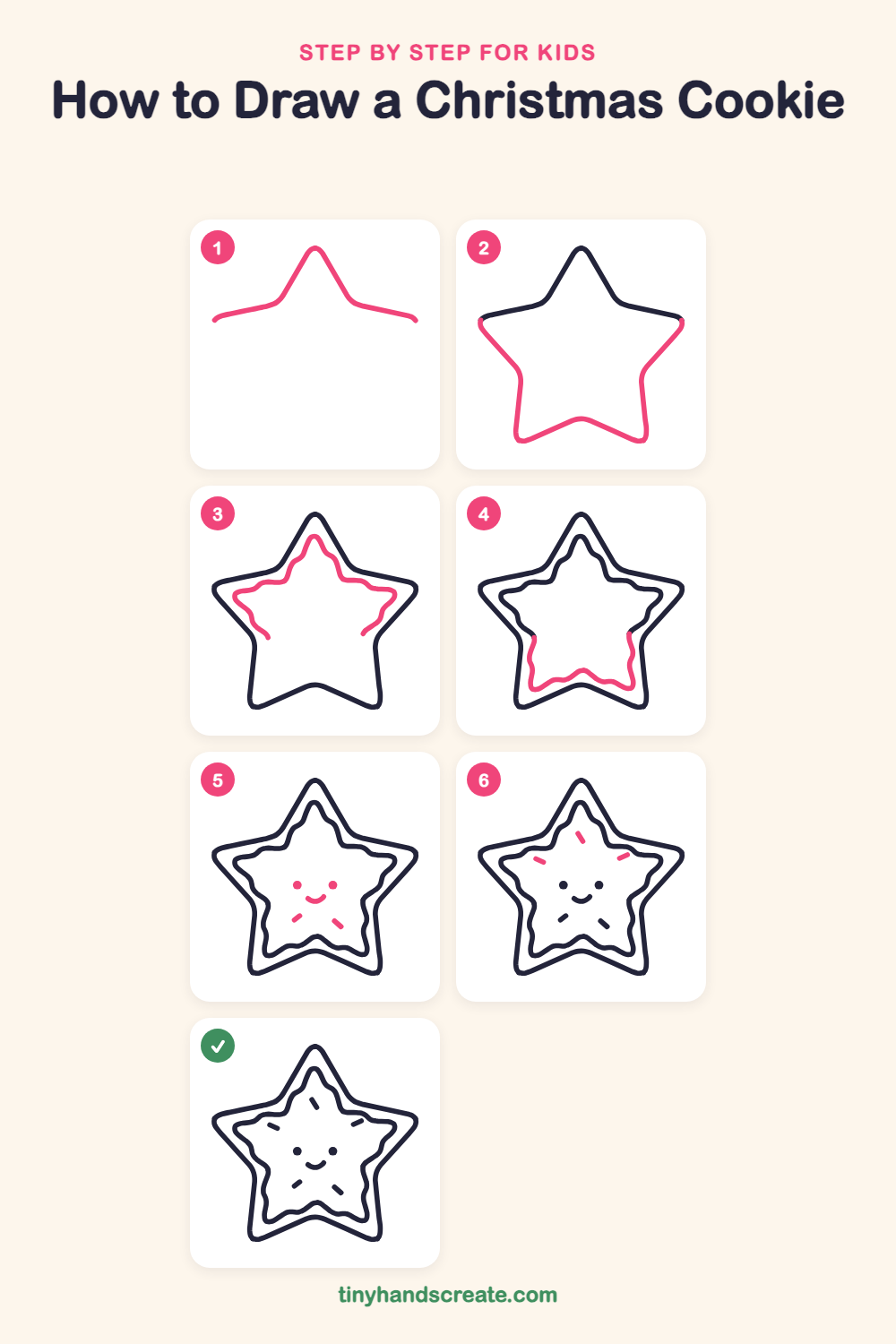 How to draw a Christmas cookie step by step for kids