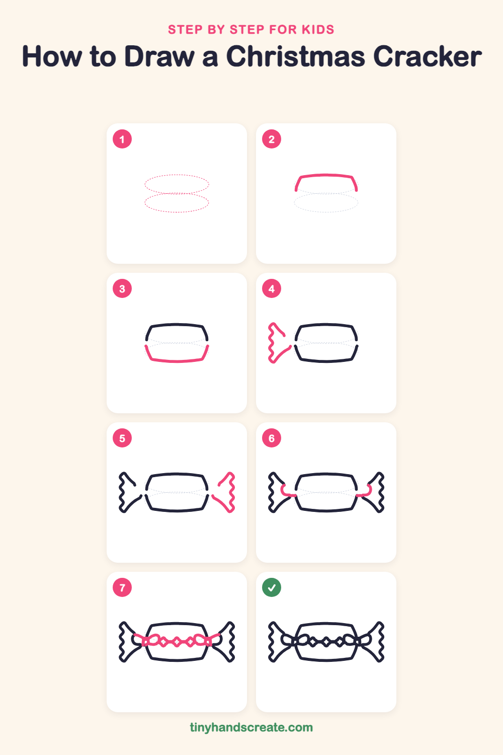 How to draw a Christmas cracker step by step for kids