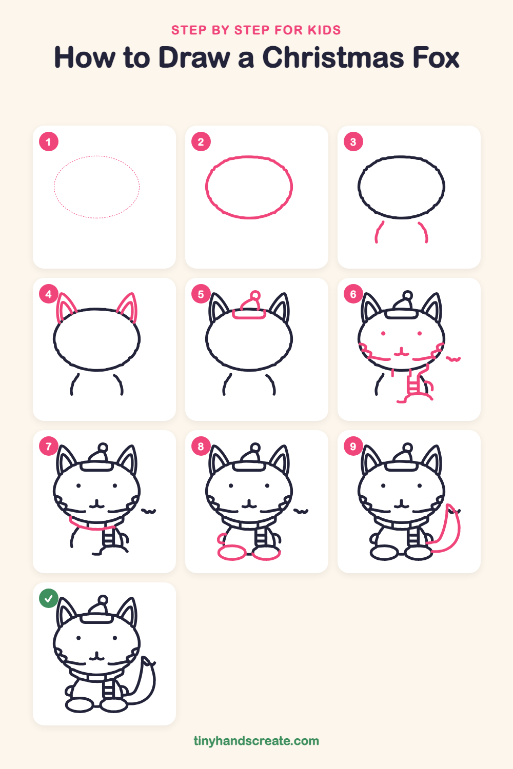 How to draw a Christmas fox step by step for kids