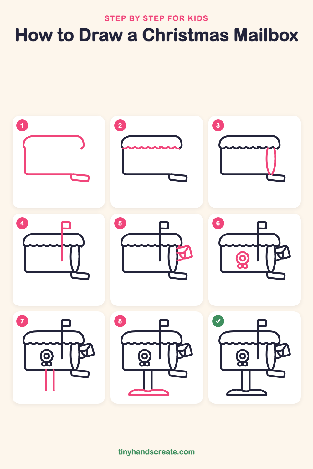 How to draw a Christmas mailbox step by step for kids