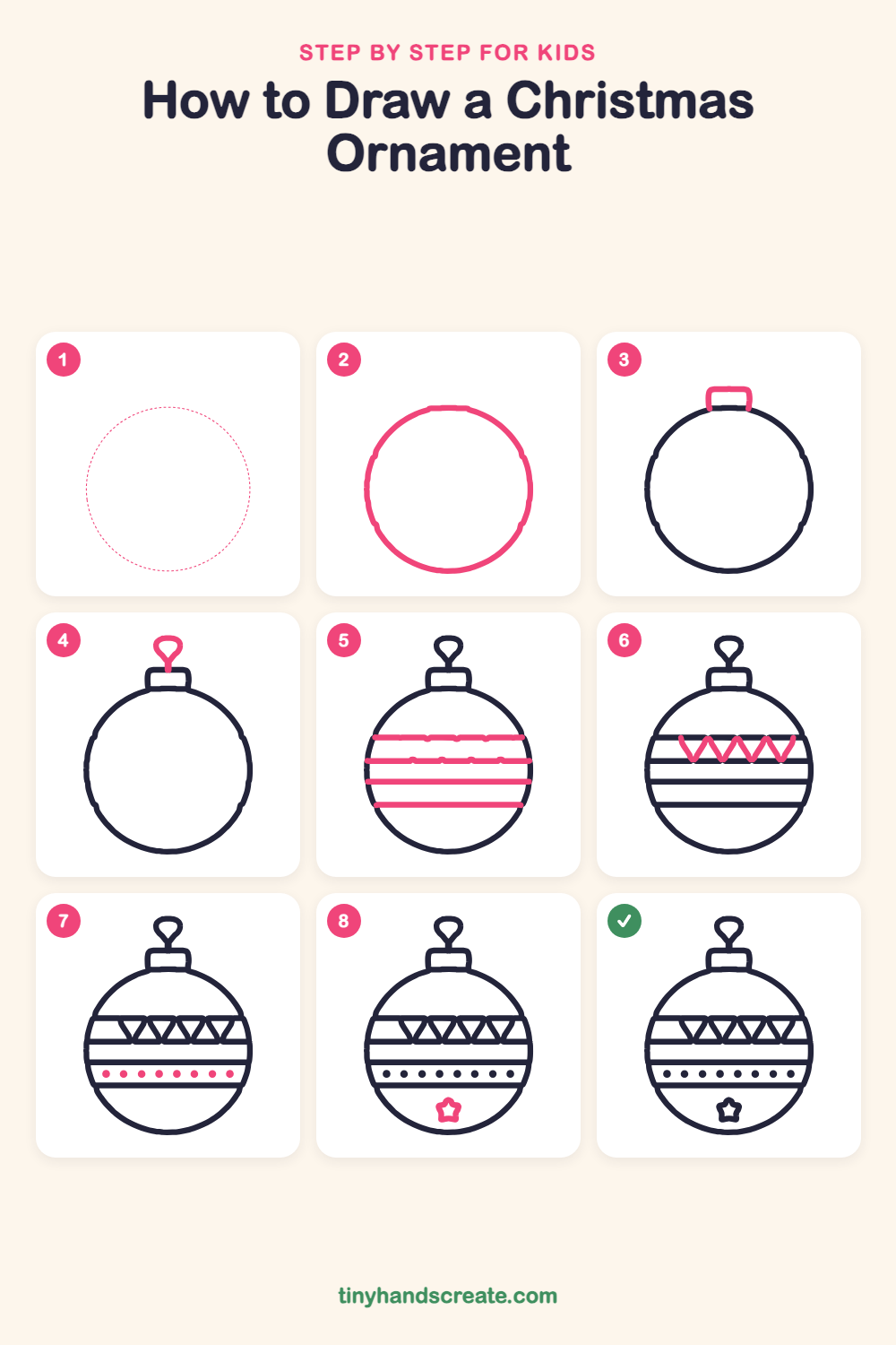 How to draw a Christmas ornament step by step for kids