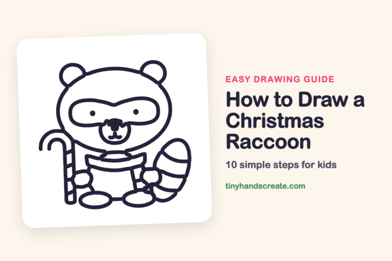 How to Draw a Christmas Raccoon: easy drawing guide for kids
