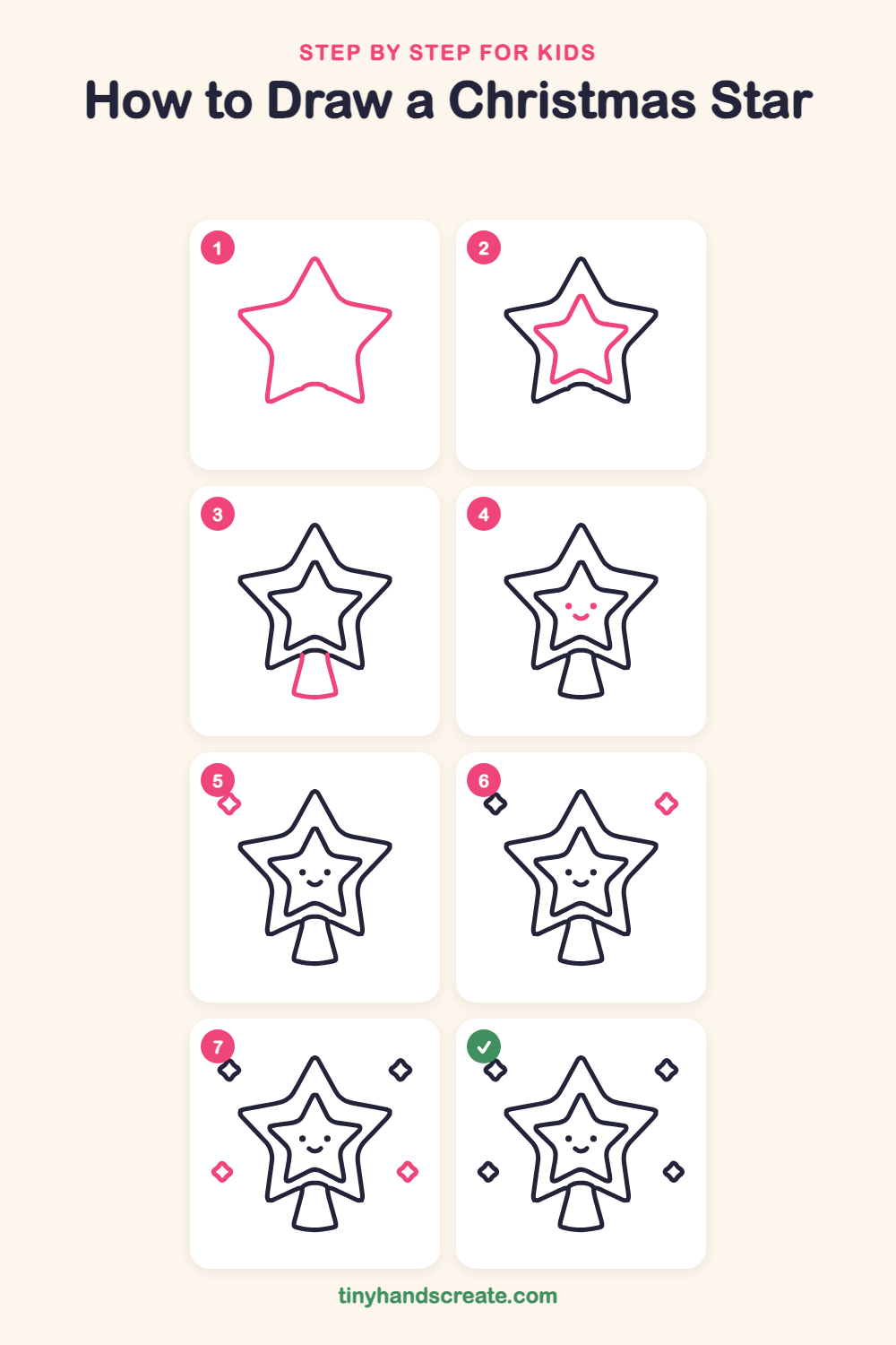 How to draw a Christmas star step by step for kids
