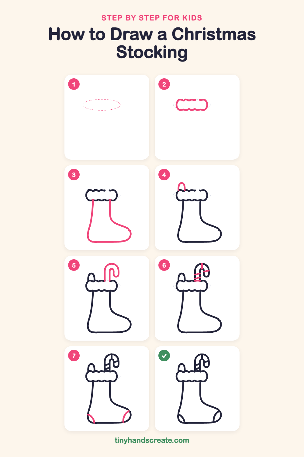 How to draw a Christmas stocking step by step for kids
