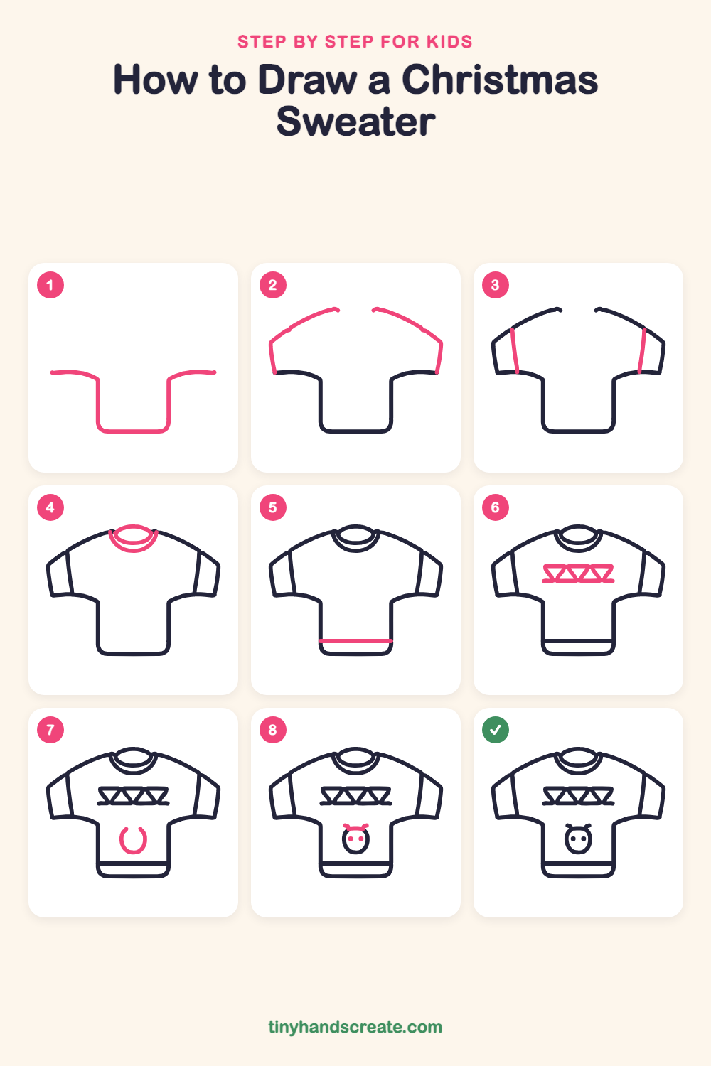 How to draw a Christmas sweater step by step for kids