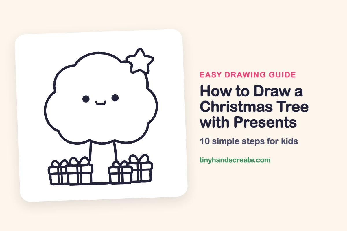 How to Draw a Christmas Tree with Presents: easy drawing guide for kids