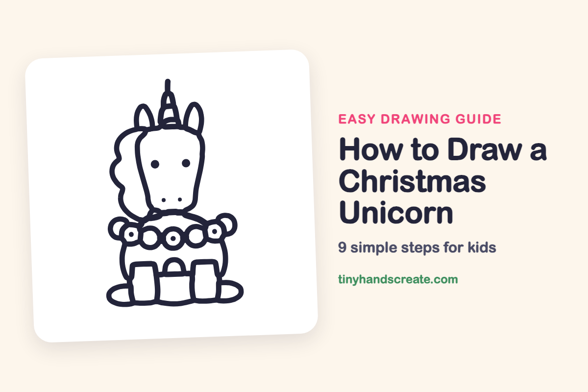 How to Draw a Christmas Unicorn: easy drawing guide for kids