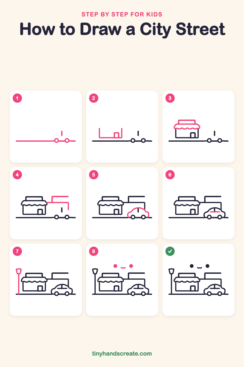 How to draw a city street step by step for kids