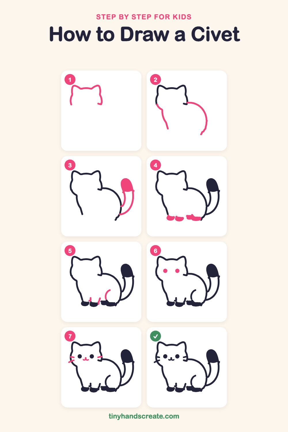 How to draw a civet step by step for kids
