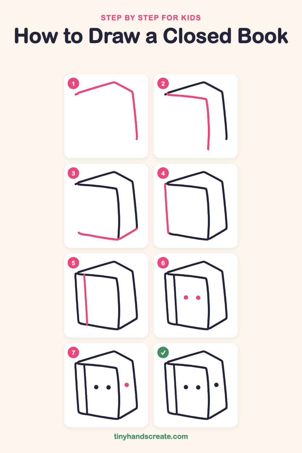 How to draw a closed book step by step for kids