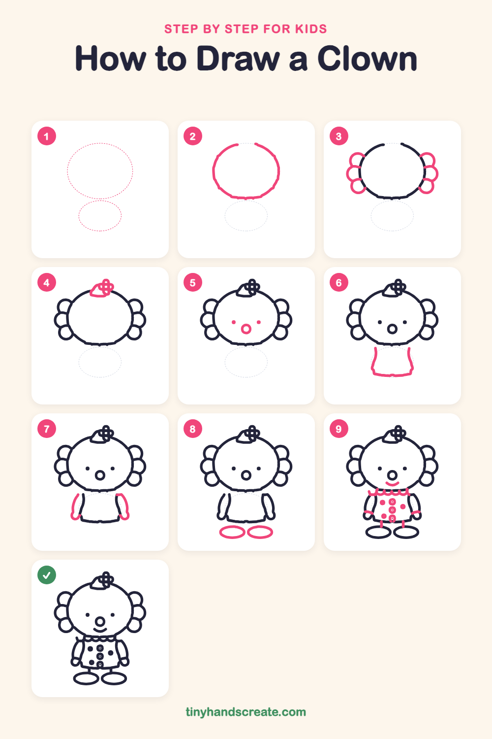How to draw a clown step by step for kids