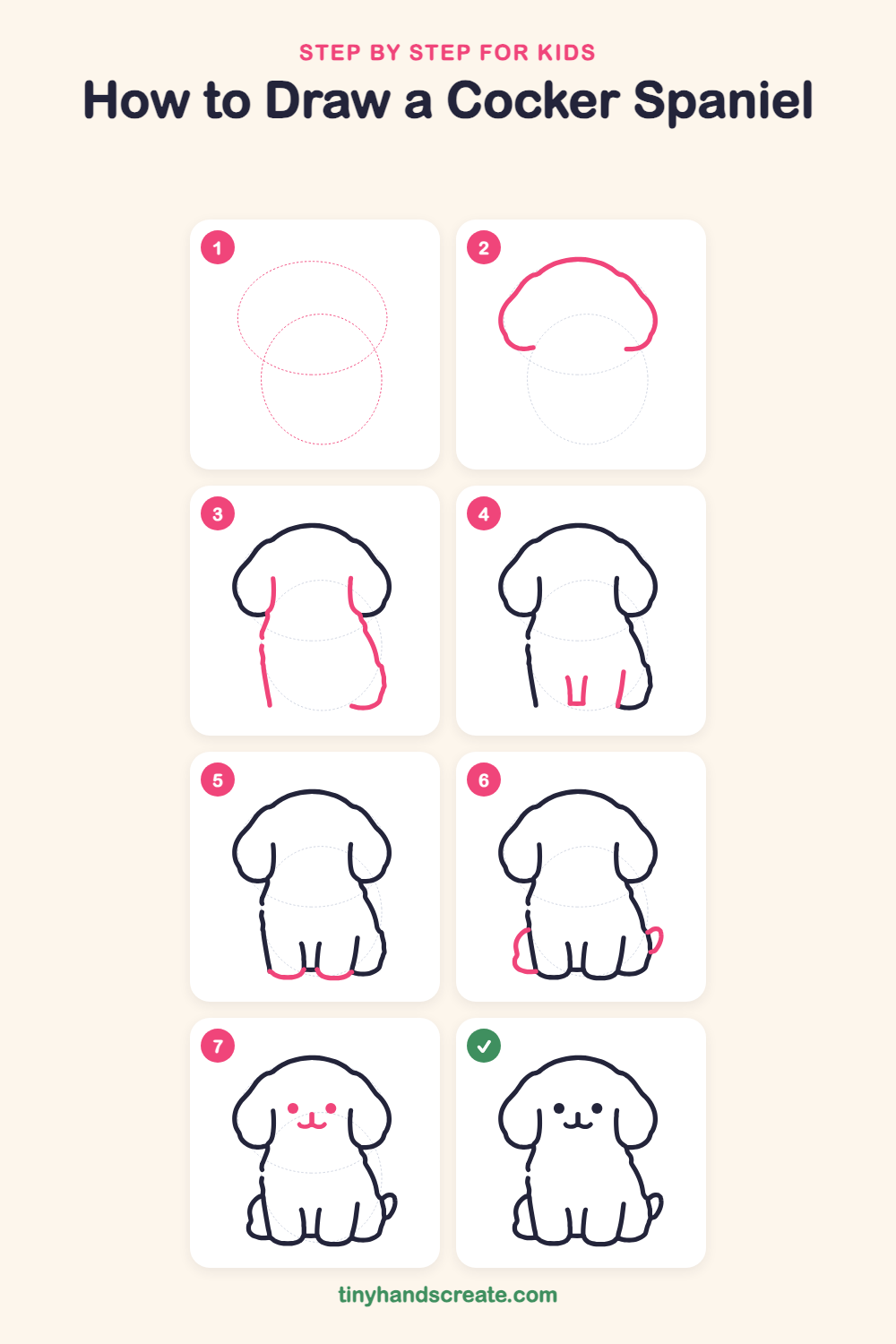 How to draw a cocker spaniel step by step for kids