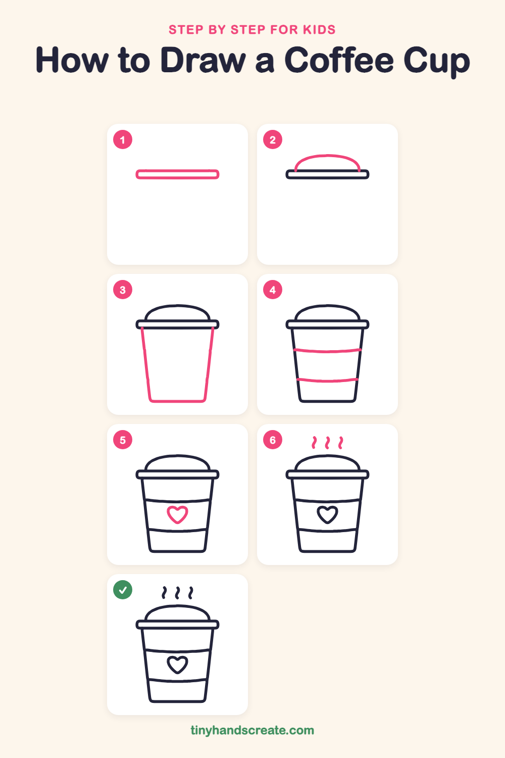 How to draw a coffee cup step by step for kids