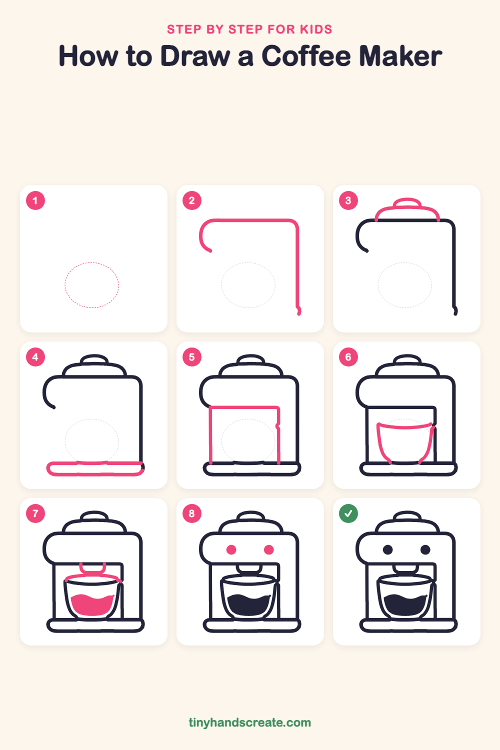 How to draw a coffee maker step by step for kids