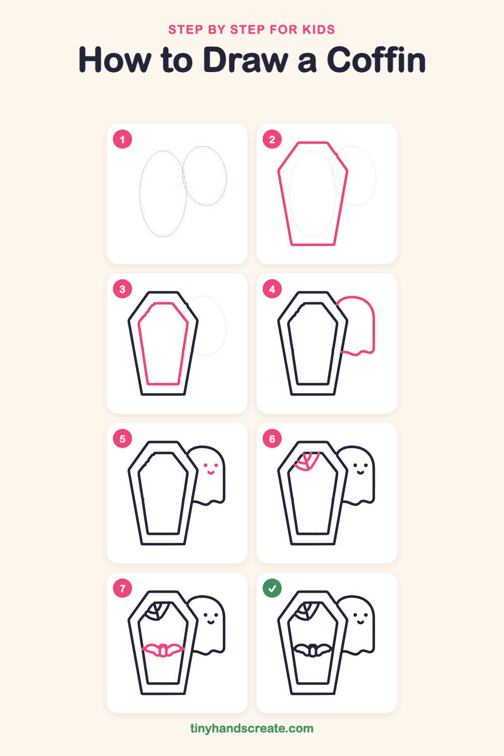 How to draw a coffin step by step for kids
