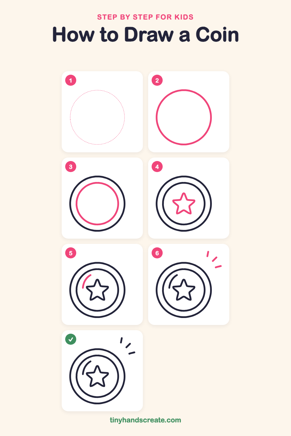 How to draw a coin step by step for kids