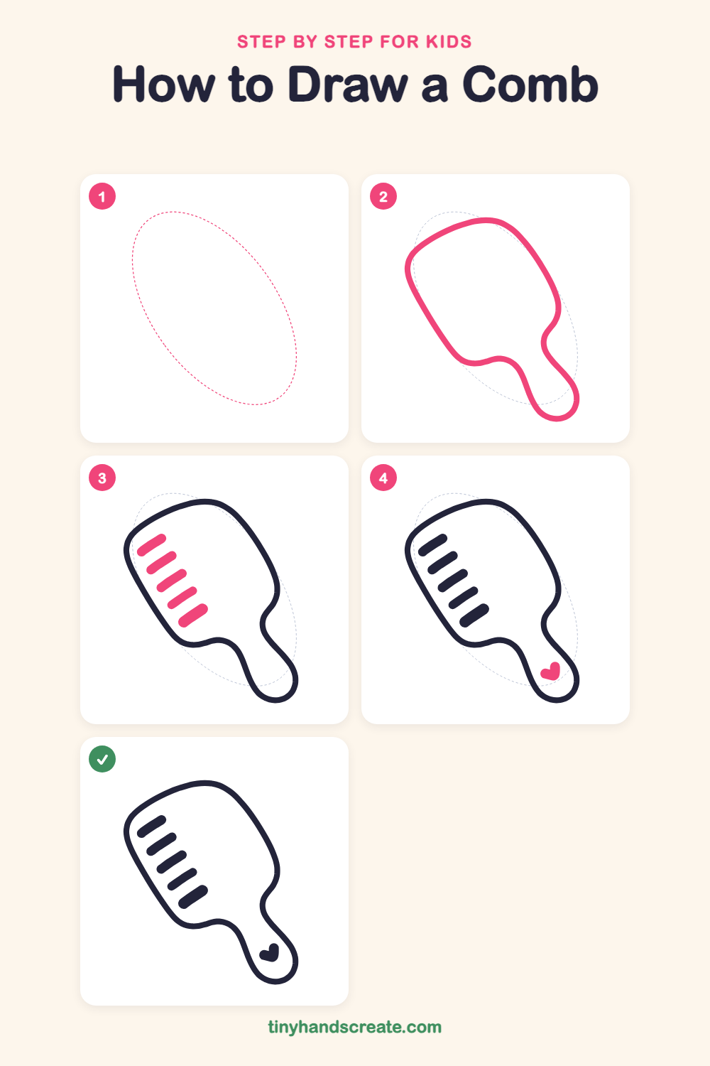 How to draw a comb step by step for kids