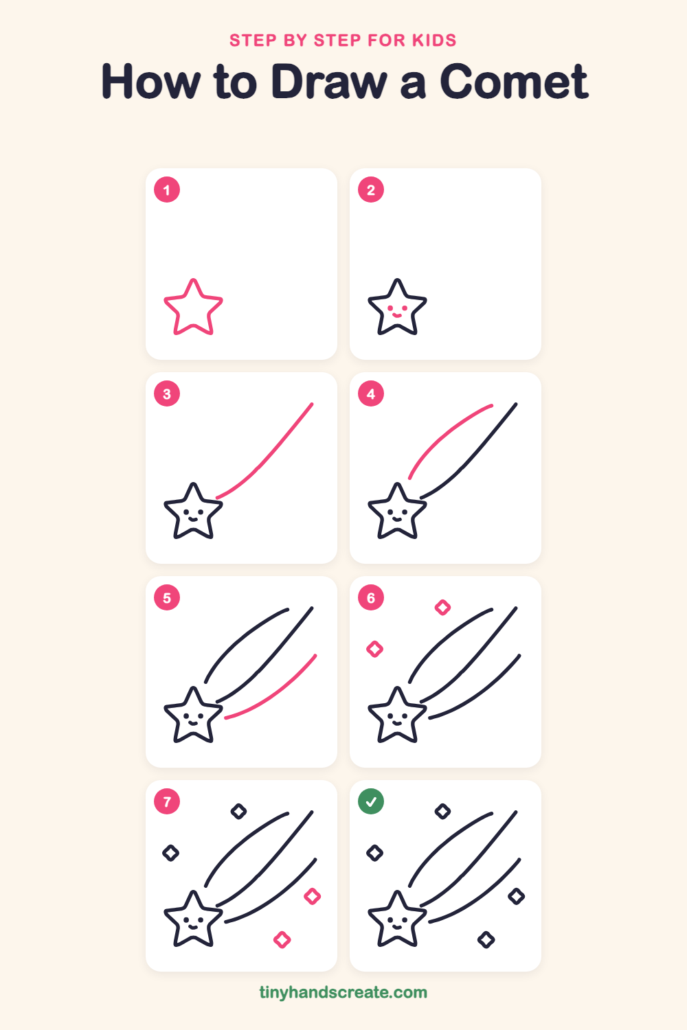 How to draw a comet step by step for kids