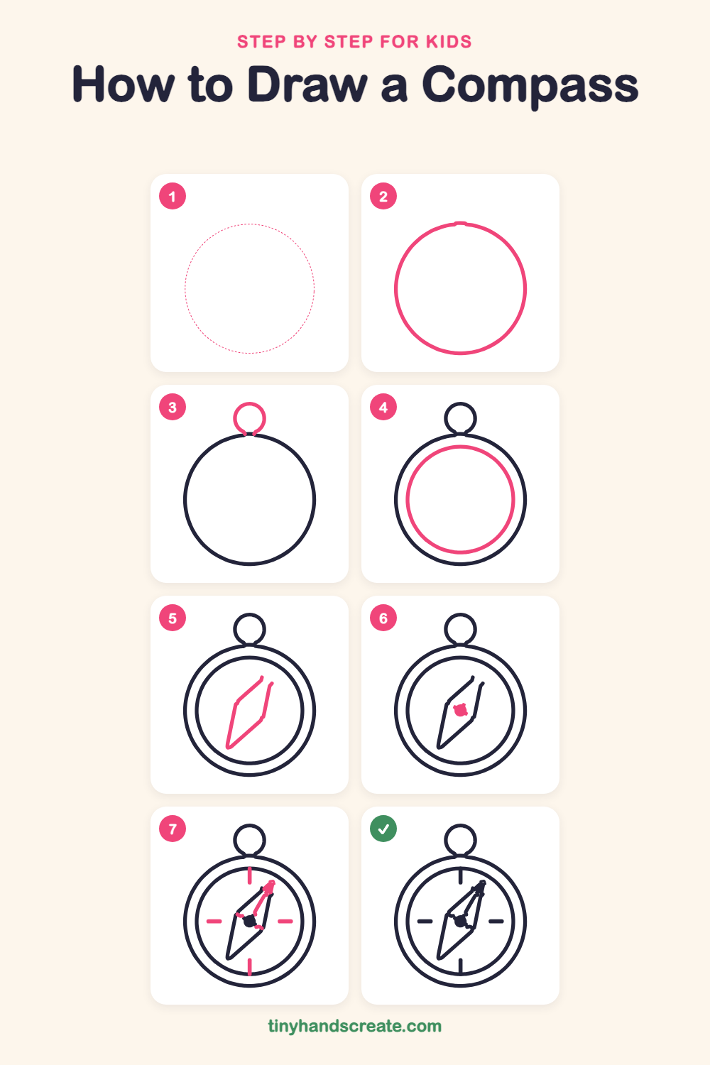 How to draw a compass step by step for kids