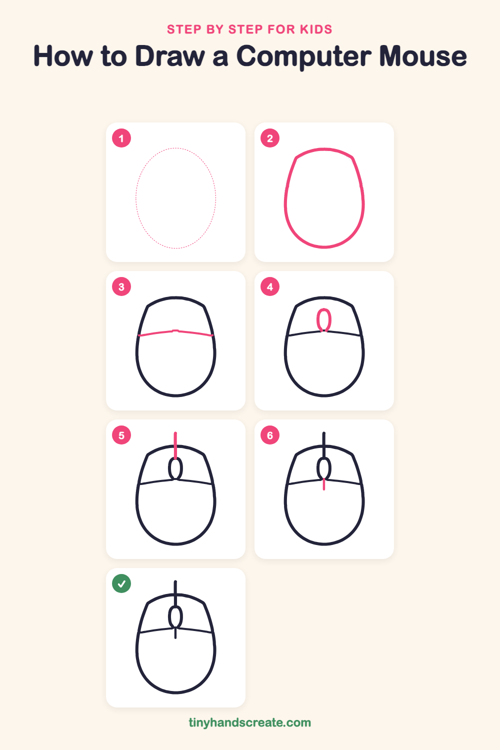 How to draw a computer mouse step by step for kids