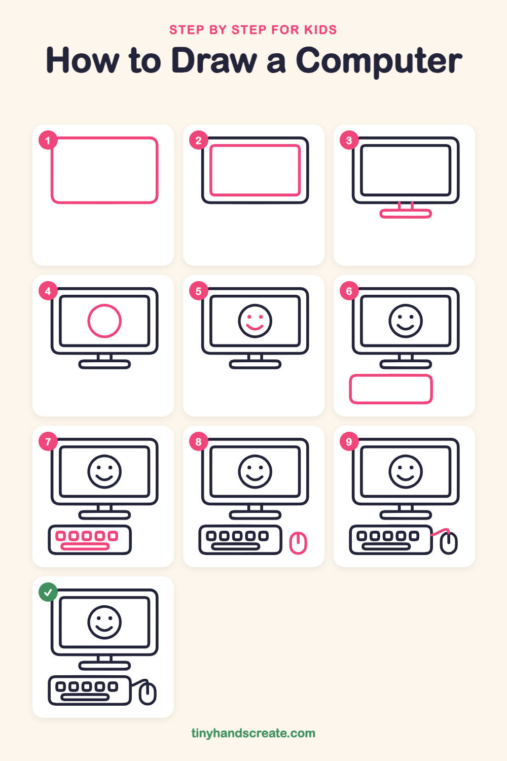 How to draw a computer step by step for kids