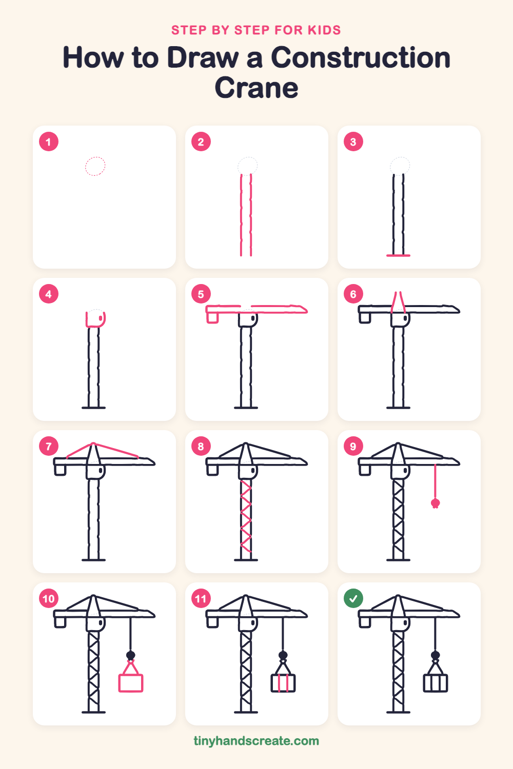 How to Draw a Construction Crane: Easy Step by Step for Kids