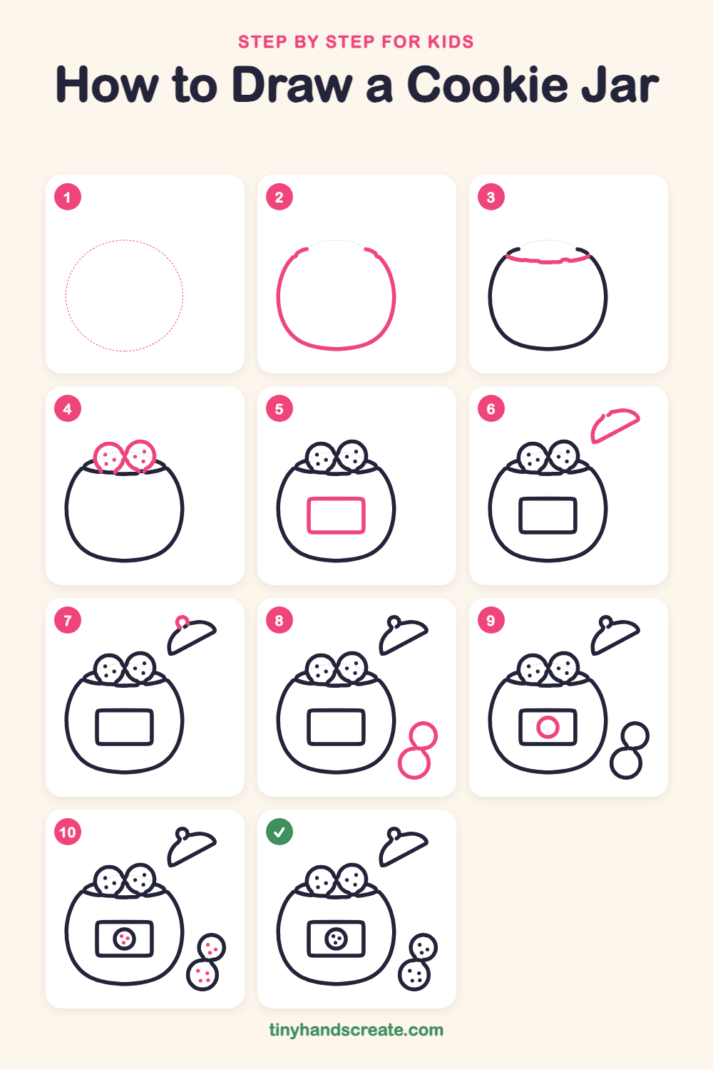How to draw a cookie jar step by step for kids