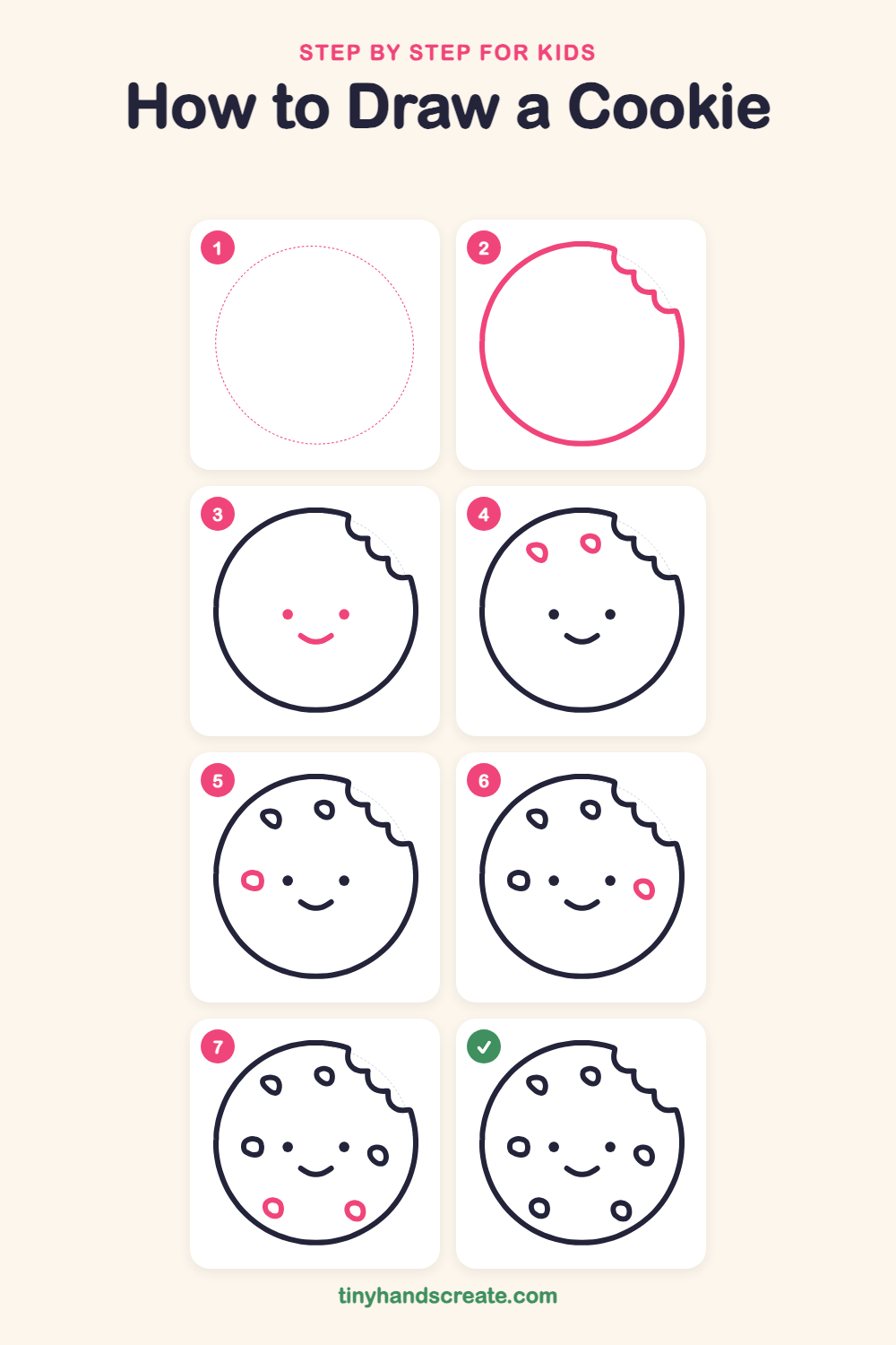 How to draw a cookie step by step for kids