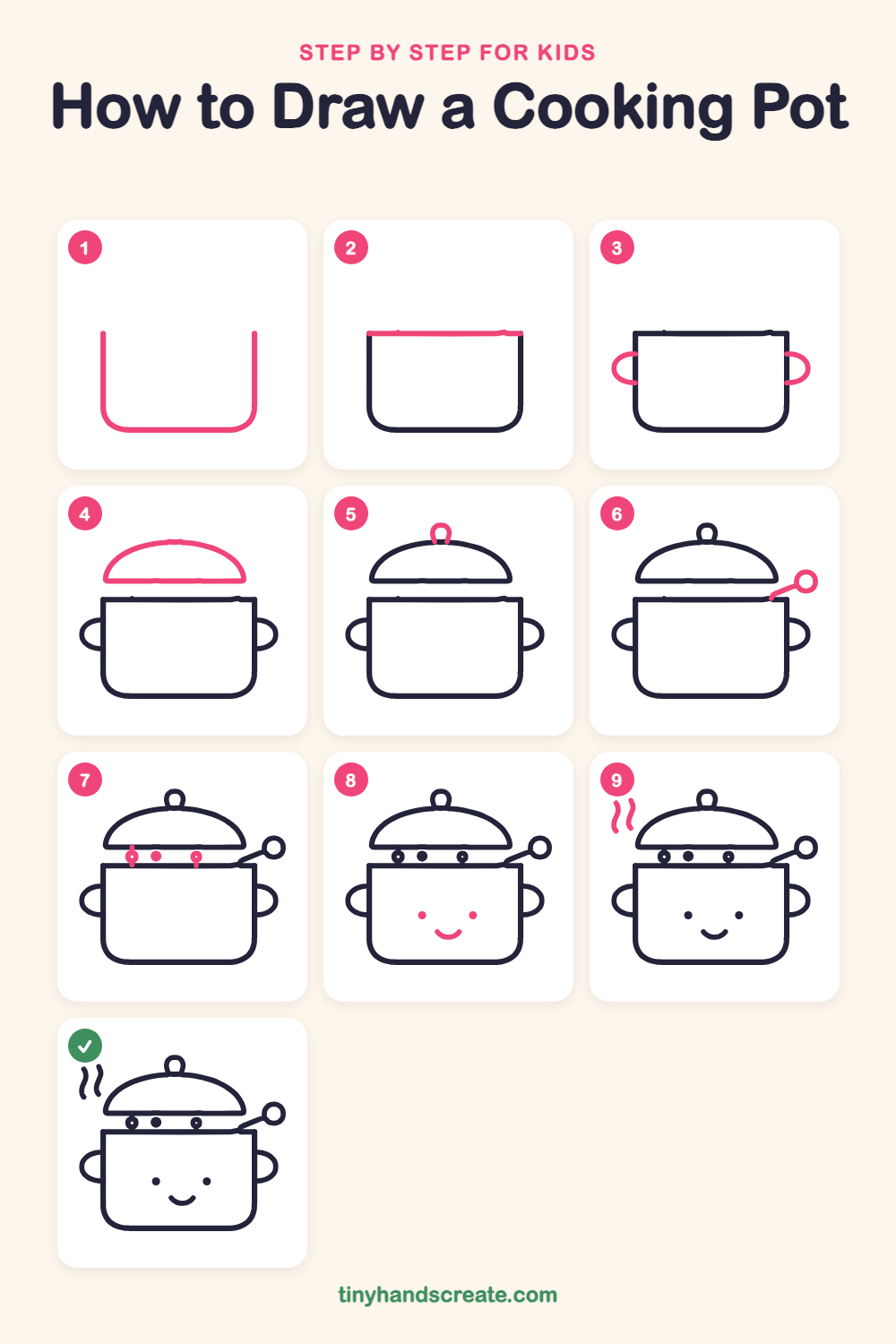 How to draw a cooking pot step by step for kids