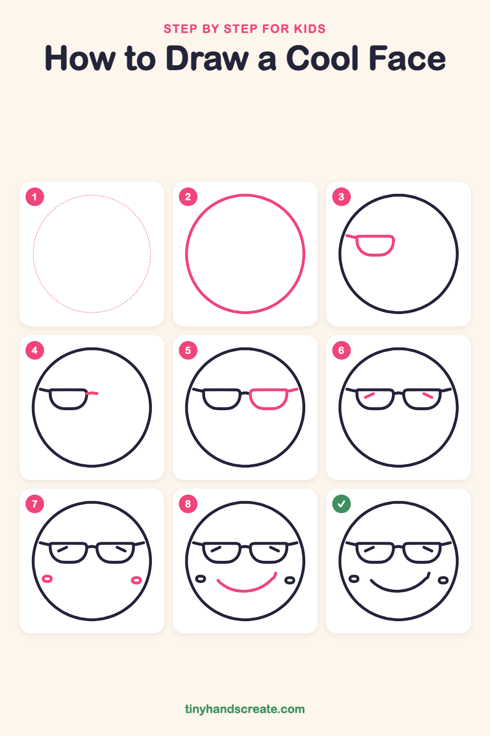 How to draw a cool face step by step for kids