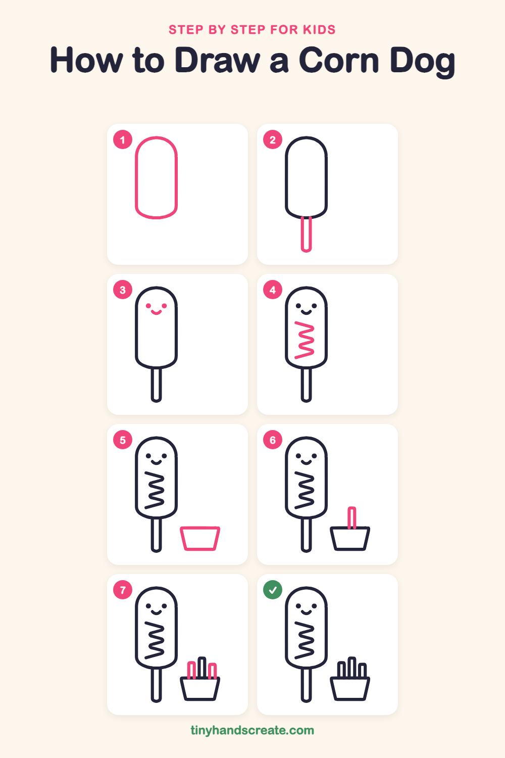How to draw a corn dog step by step for kids