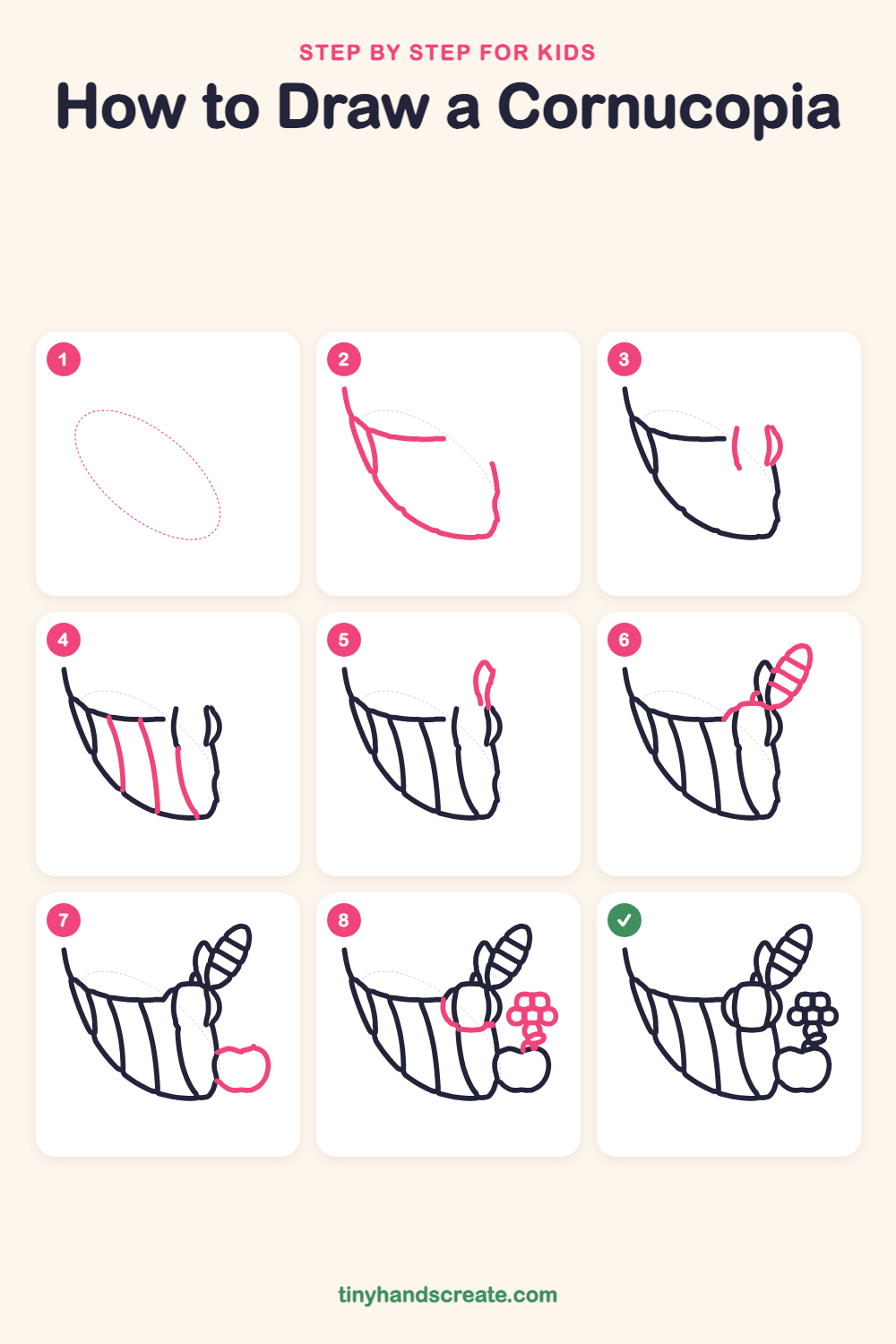 How to draw a cornucopia step by step for kids
