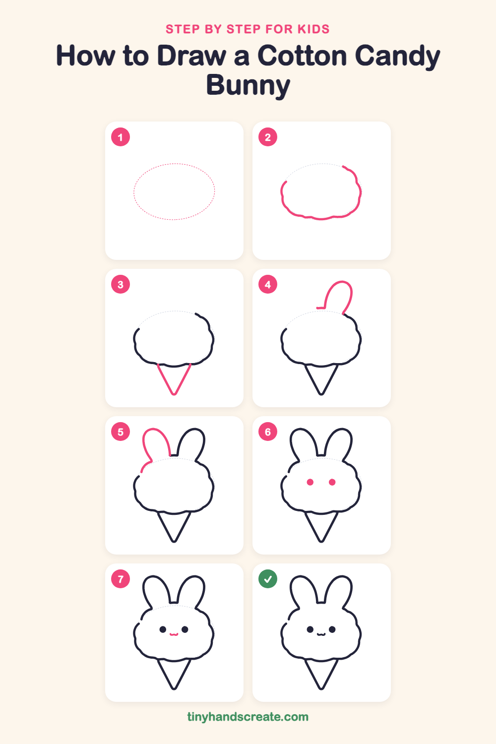How to draw a cotton candy bunny step by step for kids