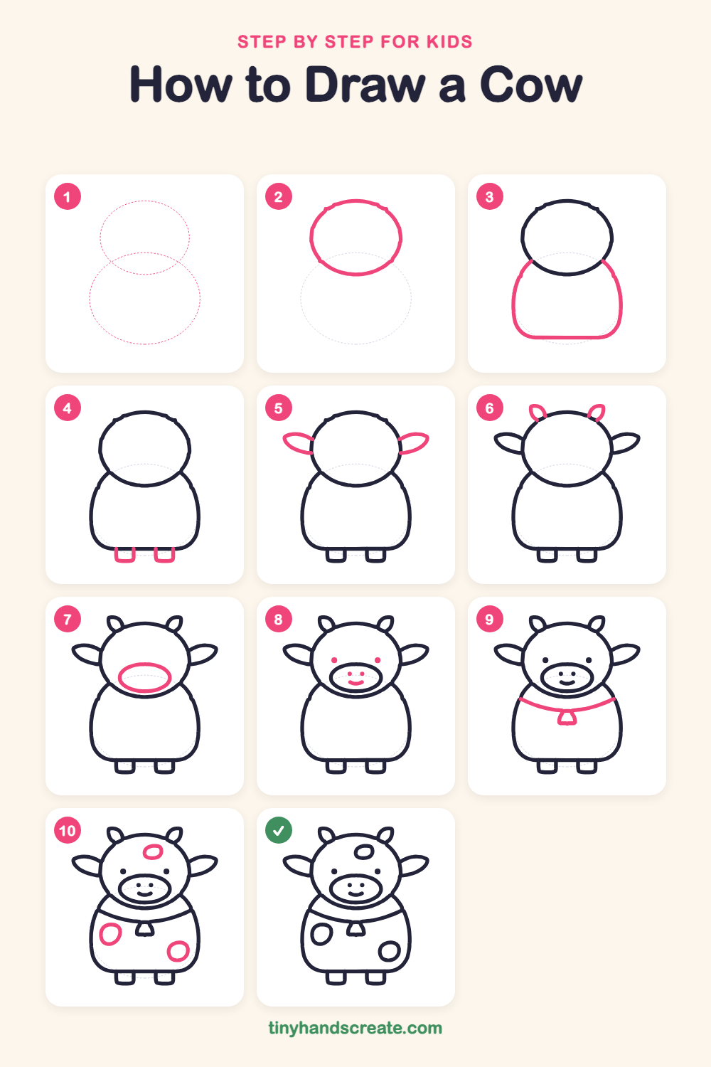 How to draw a cow step by step for kids