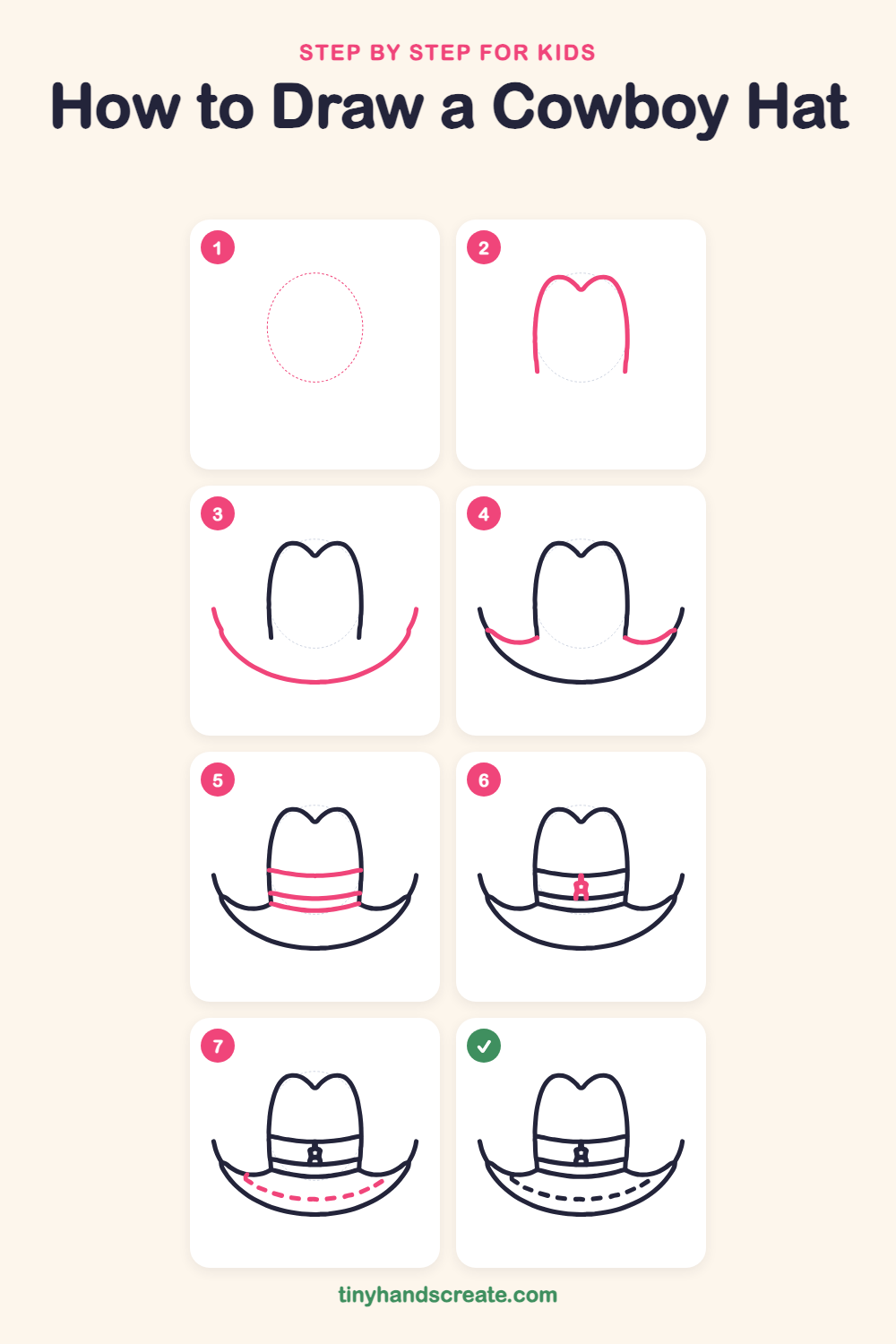 How to draw a cowboy hat step by step for kids