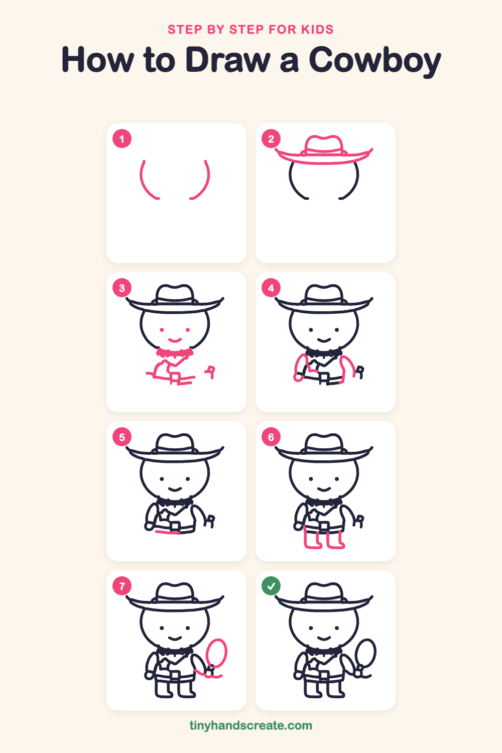 How to draw a cowboy step by step for kids