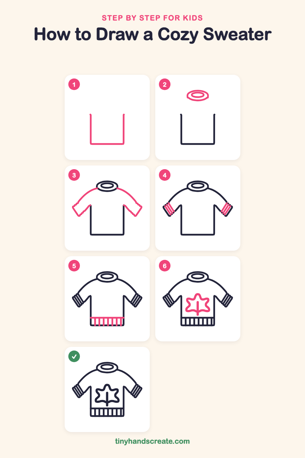 How to draw a cozy sweater step by step for kids